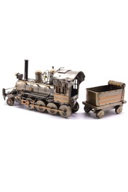 Resim ehobim Vintage Eskitme Vagonlu Metal Lokomotif Tren 32cm 