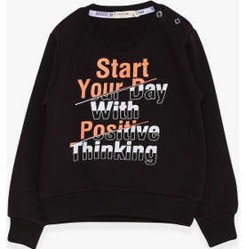 Resim Breeze Erkek Çocuk Sweatshirt Yazı Baskılı 2-6 Yaş, Siyah 