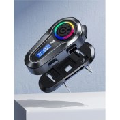 Resim Mi7a Motorsiklet Kask Interkom Kulaklık Rgb Işık LCD Ekranlı Fm Radyo Bluetooth 5.3 Çift Telefon Bağlantı 