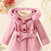 Resim Yeni Sonbahar ve Kış Kız Çocuk Ceketi: Tatlı Moda Uzun Kollu Kapüşonlu Kalınlaştırılmış Tüylü Yaka Çocuk Mont -6 