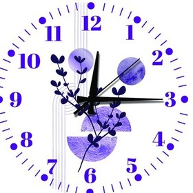 Resim Dekoratif Türkçe Rakamlı Uv Baskılı Duvar Saati Sessiz Akar Mekanizma Metal Akrep Yelkovan Mor 
