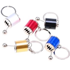 Resim Hareketli Araba Vites Anahtarlık Altı Hız Manuel Vites Dişli Shifter Topuzu Metal Anahtarlık 