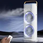 Resim Çift Rüzgar Gücü Artırma Özellikli Taşınabilir EFGHONG, USB ile Şarj Edilebilir 3000mAh Lityum Pil, Üç Sprey Nemlendirme, Sekiz Çekirdekli Kalıcı Mıknatıs Motorlu 