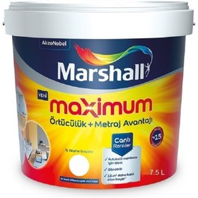 Resim Marshall Maximum Silikonlu Ipek Mat Boya 7,5 8,5 lt / 10 kg Adaçayı 