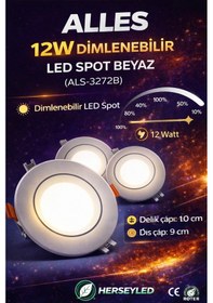 Resim 12w Dimlenebilir Led Spot Beyaz Işık 6500k Beyaz 