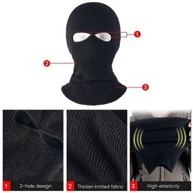 Resim Geeroyoo Kışın Motosiklet Ve Kayak İçin Sıcak Tutan Çift Delikli Yüz Maskesi - Nefes Alabilir Kumaş Siyah 