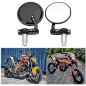 Resim Yuvarlak Motosiklet Gidon Ucu Aynaları 7/8" 22mm, Sokak Sporları Ve Cruiser-hy Motosikletleri İçin Motosiklet Aynası 