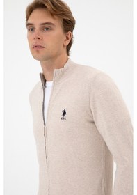 Resim U.S. Polo Assn. Erkek Slim Fit Taş Melanj Triko Hırka 50313684-VR225 