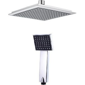 Resim Siyah Lüx Yağmurlama Tepe Duş Takımı Robot Duş Seti Yedek Tepe ve El Duşu Set Takımı 