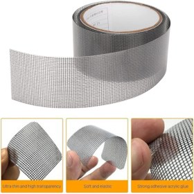Resim 48 mm x 2 Metre (3 Adet) Yapışkanlı Sineklik Tülü Tamir Bandı Yaması Bantı Kopmuş Delik Fiber Tül Yapıştırma Gri 
