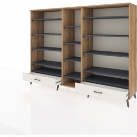 Resim Hyperion Dolap 14 Raflı 2 Çekmeceli 220x44x163 Çam-antrasit/ayta Çam-antrasit/aytaşı 