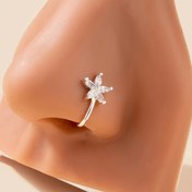Resim 1pc Y2K Stili Sexy Çiçek Burun Klipsi, Sentetik Kübik Zirkonya Kaplama, Bakır Non-Piercing Burun Yüzüğü Günlük Giyim İçin 