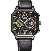 Resim Lige Lüks Deri Kordon Kare Tasarım 3 ATM Su Geçirmez Çok Fonksiyonlu Erkek Kol Saati 