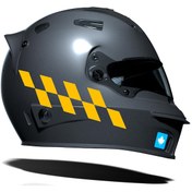 Resim Taksi Sarısı Damalı Kask Motosiklet Sticker Takımı Çınar Extreme 