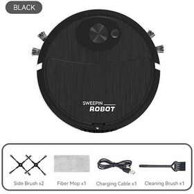 Resim Elektrikli Süpürge Usb Şarj Süpürme Robotu Paspas Makinesi Pet Saç Sert Zemin Type 1 Black Siyah 