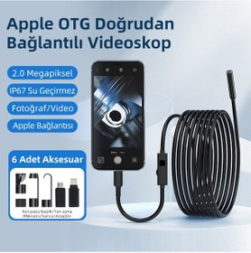 Resim Endoskop 20mp Ip67 - 5 Metre Kablolu Led Aydınlatmalı - Android/ios Uyumlu - Siyah 