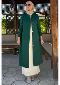 Resim Rabia Şamlı Manolya Zümrüt Triko Hırka Çok Renkli 