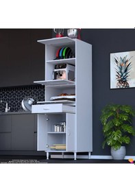 Resim Eliusta Ora 48 Cm Derinlikte Beyaz Mutfak/kiler Dolabı 60x194x48 Cm 1 Çekmece 5 Kapak Modüler Dolap Beyaz 