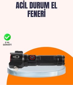 Resim Çok Fonksiyonlu Acil Durum Feneri Yan Nrzsnt - 12 Işıklı Çekiçli Çok Renkli 