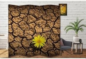 Resim Çölde Sarı Papatya Temalı Özel Tasarım Paravan Room Divider Oda Bölücü PRVN-1328-1, 220 x 180 