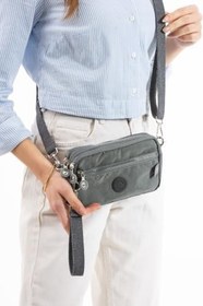 Resim Unisex Pratik Omuz Çantası, 3 Fermuarlı Çok Bölmeli El ve Bilek Modeli, Su İtici Kumaş, Ayarlanabilir Çıkarılabilir Uzun Askılı Günlük Çanta 20x11x5 cm 