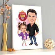 Resim Babasını Çok Seven Kız Çocuk Karikatürlü Kanvas Tablo 