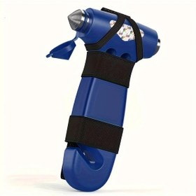 Resim Elmpaly Mavi 1 Adet Acil Durum Çekiçi Cam Kırıcı Ve Kemer Kesici Taşınabilir Araç Güvenlik Aleti 