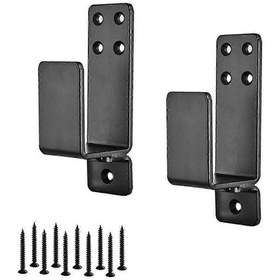 Resim Ağır Hizmet Tipi 2x4 Kapı Barikat Braketleri - Siyah Bar Tutucu - Gelişmiş Koruma İçin Yüksek Kaliteli Güvenlik Çözümü 