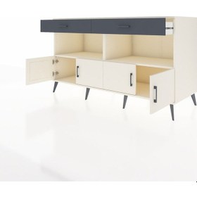 Resim Kronos Konsol 2 Raflı 2 Çekmeceli 4 Kapaklı 176x59x99 Aytaşı-ayta Aytaşı-aytaşı/antrasit 