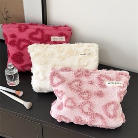 Resim Kalın Polyester Suni Kürk Makyaj Çantası - Seyahat, Cilt Bakımı ve Kozmetik Organizasyonu için İdeal, Elde Yıkanabilir, Kurutma İhtiyacı Yok, Seyahat Gereçleri Çantası | Suni Kürk Makyaj Çantası | Dayanıklı Fermuar Kapatma, Makyaj Organizatör Çantaları 