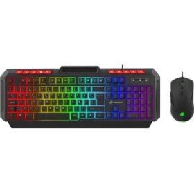 Resim Gamebooster Knight KM-11B Rainbow Aydınlatmalı Kablolu Oyuncu Klavye & Rgb Mouse Set - Siyah 
