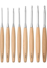 Resim Adet Ahşap Tığ İğneleri, Ergonomik Saplı Tığ İğneleri Seti 