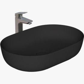 Resim Dura Rose Lavabo Set Tezgah Üstü Siyah Mat 40*60 cm İnce Kesit 