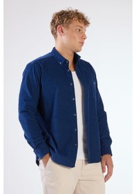 Resim A.lacivert Fitilli Erkek Gömlek - Regular Fıt Açık Lacivert 