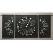 Resim Çerçeveli Üçlü Kanvas Tablo Saat Ince Çizgili 