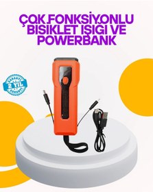 Resim Su Geçirmez Bisiklet Işığı 5000 Mah Powerbankli Ön Far 