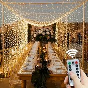 Resim Uzaktan Kumandalı 600 LED Sıcak Beyaz USB Perde Işıkları - Noel, Düğünler, Sevgililer Günü ve İç Mekan Parti Dekoru için 8 Mod - Her Durum İçin Şık Atmosfer Aydınlatması, Süsleme Işıkları 