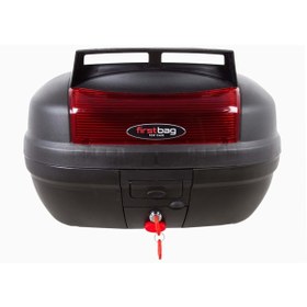 Resim MKG Arora Zrx 200 Box 48 Lt Bagajlı Motorsiklet Çantası Kırmızı Reflektörlü Arka Bagaj 