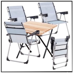 Resim Turkuaz 140 Kg Taşıma 4 Adet Katlanabilir Kamp Sandalyesi Ve Masa Seti Bardaklıklı - R Turkuaz 