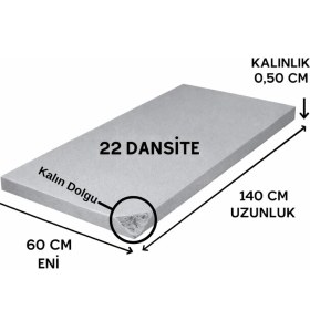 Resim PremiumPort Yüksek Doku Ütü Masası Süngeri 22 Dansite 5mm Gri 60X140CM 