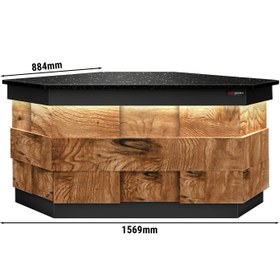 Resim Köşe Kasa Bankosu TORONTO - 1570mm - Ahşap Ön Panel - Siyah Granit Çalışma Tezgahı 