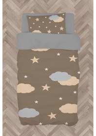 Resim Mekta Home Bebek Ve Çocuk Odası Sarı Gri Bulutlar Desenli Nevresim Takımı 