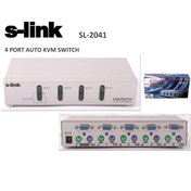 Resim S-Link Sl-2041 4 Portlu Ps2 1.8M M/M Kablolu Otomatik Kvm Switch 