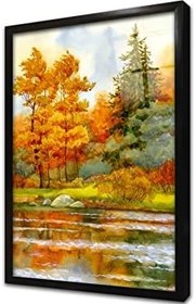 Resim Soyut Sonbahar Çerçeveli Cam Tablo 20x30 cm CB20097 