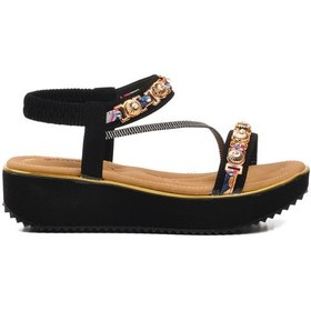 Resim Voyager Siyah Kadın Düz Sandalet Siyah 