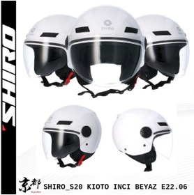 Resim Shiro Kioto Jet Motosiklet Kaskı Xl Beden Inci Beyaz 