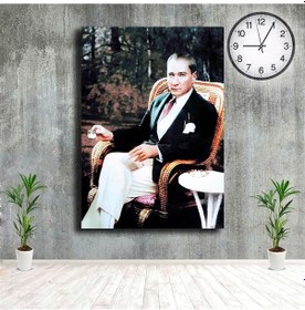 Resim Oyma Koltukta Oturan Mustafa Kemal Atatürk Kanvas Tablo 