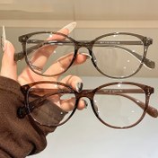 Resim Yeni Basit Yuvarlak Çerçeve Gözlük Trendy Sanatsal Gözlük Retro Moda Düz Gözlük Unisex Süper Hafif TR90 Göz Çerçevesi 