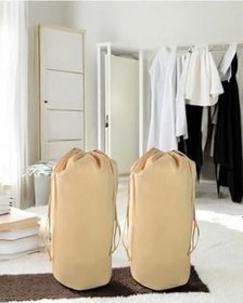 Resim Bej Büzgülü Hurç 2'Li Set Xlarge 86X62Cm - Taşınma Çantası - Yorgan Yastık Çamaşır Saklama Torbası 