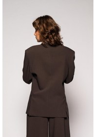 Resim Kadın Kahverengi Basene Oturan Oversize Blazer Kahverengi 